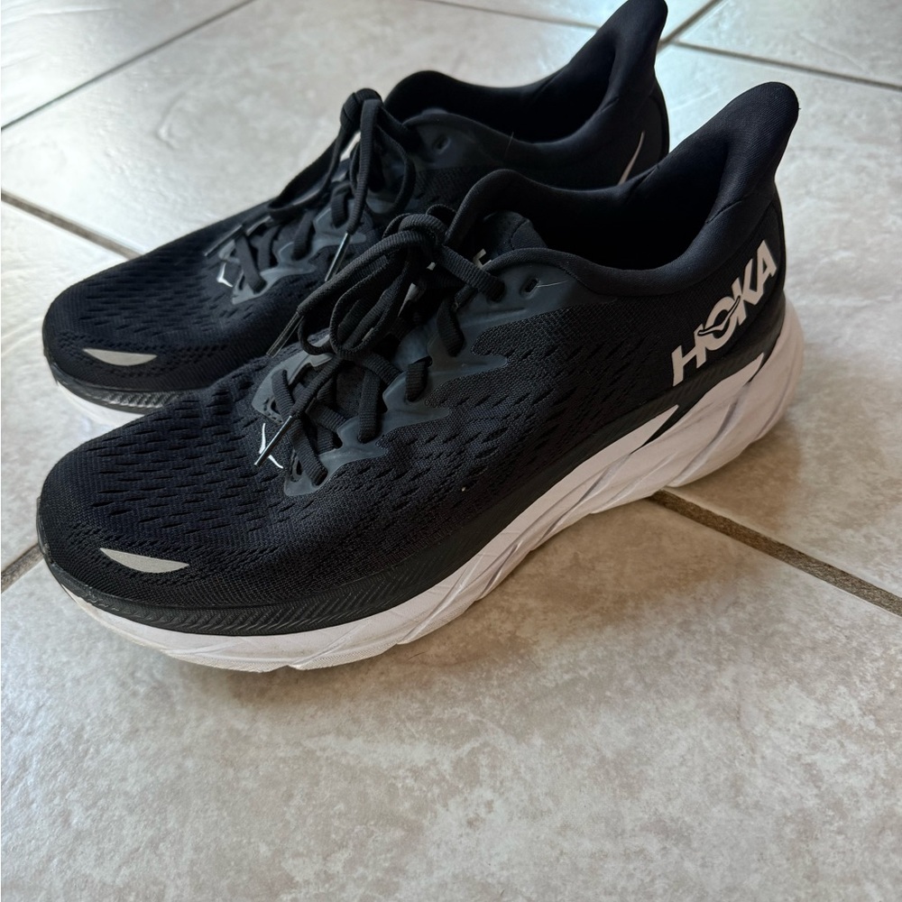 Hoka Black and White Athletic Shoes Size 8